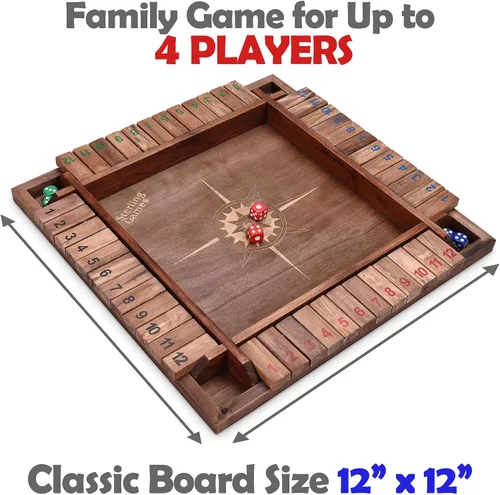Miniatura 4 de Sterling Games - Juego de 12 pulgadas para 4 jugadores, juego de dados familiares con caja de 12 números, tablero de madera grande con temática