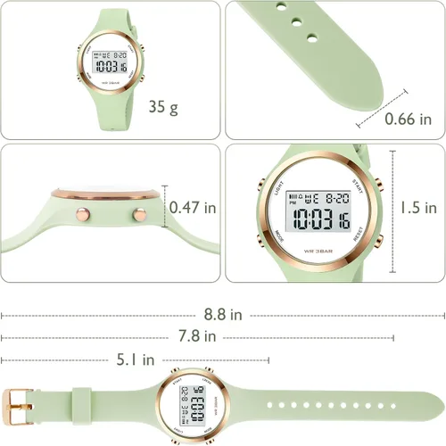Miniatura 33 de Women LED Display Elecreonic Watch Fashion Chrono Alarm Digital Clock Woman Outdoor Sport Wirstwatch