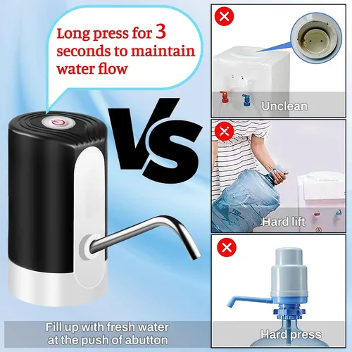 Miniatura 2 de Bomba de mesa de agua, bomba de agua eléctrica de portabilidad con cable de datos USB, bomba automática de botella de agua potable negra