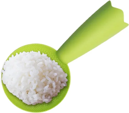 Miniatura 3 de Cuchara de arroz Bonita espátula para servir arroz con cara sonriente Paleta de arroz antiadherente con mango largo, soporte para servir arroz
