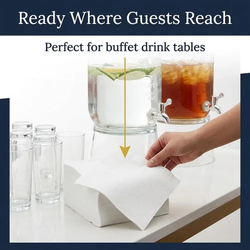 Miniatura 6 de Servilletas desechables blancas para bebidas – 1000 servilletas de cóctel, servilletas de papel absorbentes, a granel para fiestas, bares, catering