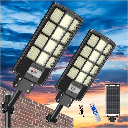 Miniatura 7 de Farolas solares impermeables para exteriores, luz de inundación solar de 8000 W con sensor de movimiento, luz de estacionamiento comercial