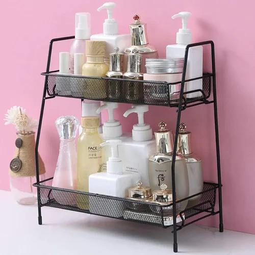 Organizador de especias, organizador de estante de baño de 2 niveles para encimera, organizador de estante de cocina para latas de especias, frascos