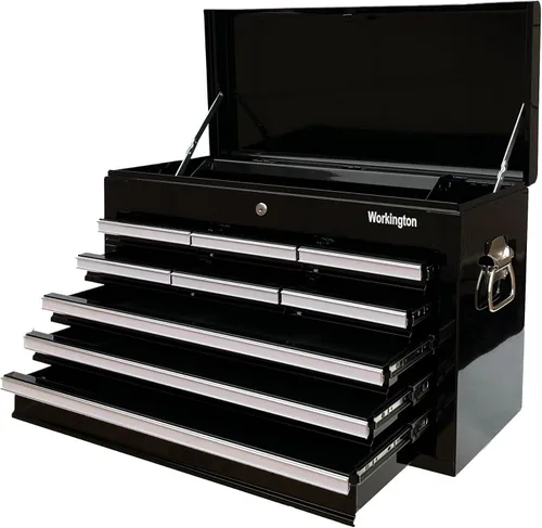 Miniatura 4 de Workington Caja de herramientas de metal portátil industrial profesional con 9 cajones, armario de herramientas de 26 pulgadas con 9 cajones