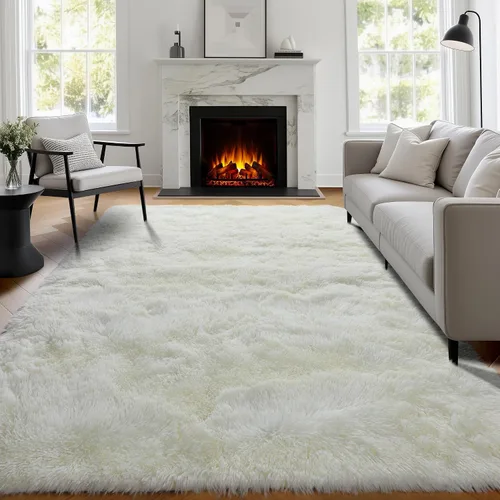 Miniatura 5 de PAGISOFE - Alfombras esponjosas de color blanco, lavables a máquina, de 5 x 7 pies, suaves y peludas, para sala de estar, dormitorio, oficina