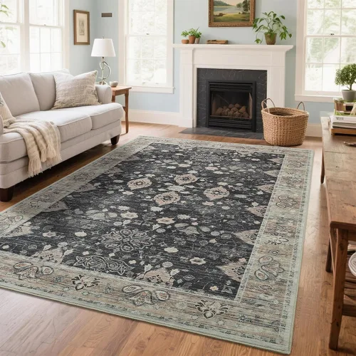 Miniatura 15 de Przemy Alfombra de Pasillo para Dormitorio, 2x6 pies Alfombra Lavable Antideslizante, Pequeña Alfombra Floral para Entrada, Pasillo, Cama de Niñas
