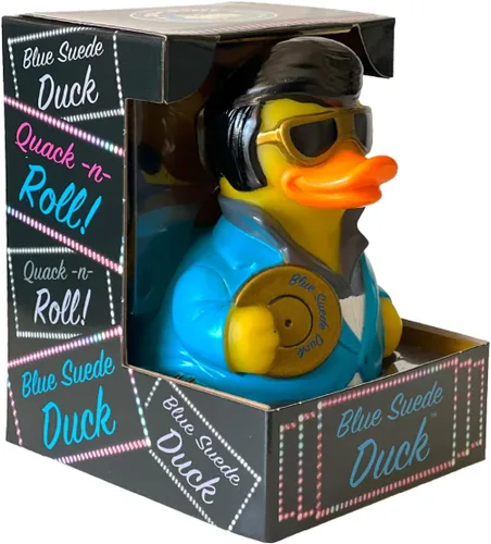 CelebriDucks - Pato de gamuza azul - Patos de goma flotantes - Juguete de baño coleccionable de regalo para niños y adultos de todas las edades