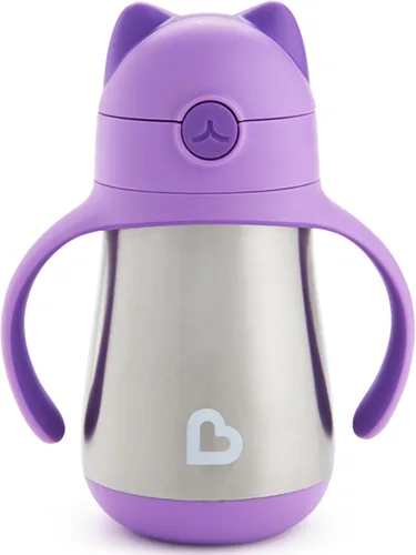 Miniatura 8 de Munchkin Cool Cat - Vaso para beber con popote para niños pequeños, vaso con popote de acero inoxidable, 8 onzas, azul