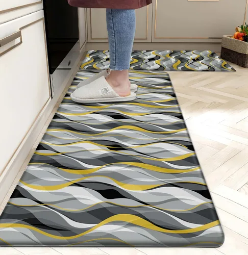 Miniatura 10 de weesire Alfombra de Cocina Verde Tapetes Anti Fatiga para Piso de Cocina Alfombras de Cocina Verde Salvia Floral Hierbas Espuma Viscoelástica Tapete