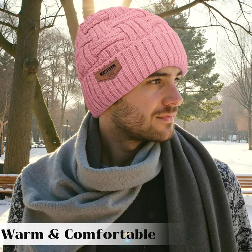 Miniatura 134 de Loritta Gorro de invierno cálido de punto grueso y holgado para hombre