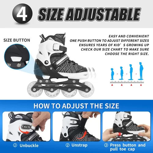 Miniatura 6 de MammyGol Patines en línea para niños y niñas Patines ajustables con ruedas iluminadoras Patines para principiantes
