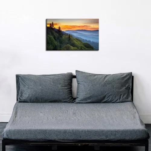 Miniatura 4 de Arte de pared de montaña al atardecer para sala de estar, imagen de montaña Blue Ridge de la naturaleza, impresiones en lienzo del paisaje del Gran