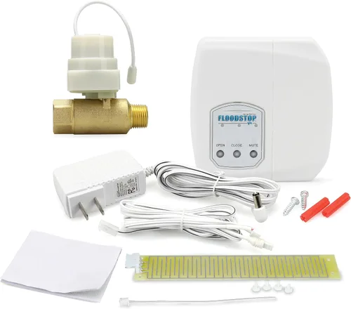 Miniatura 2 de Kit de detección de fugas de calentador de agua FloodStop con apagado automático del agua y alarmas visuales/audibles, 1" NPT MIP x FIP