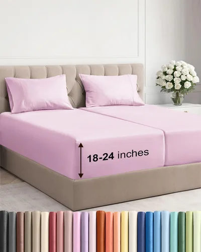Miniatura 87 de Sábanas King divididas con bolsillos extra profundos, sábanas transpirables y refrescantes de 5 piezas, sábanas de lujo para hotel, suaves, sin 22