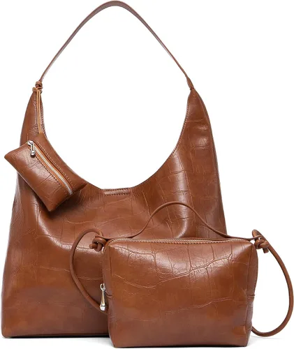 Miniatura 42 de NEWBELLA Bolso Hobo para mujer - Bolso de hombro y bandolera de cuero sintético, bolso de mano espacioso para el trabajo y uso diario