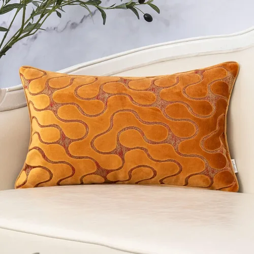 Miniatura 12 de Yangest Funda de Almohada Decorativa Cuadrada Beige de Terciopelo Ondulado, Funda de Cojín Moderna con Cremallera para Sofá, Sofá de Dos Plazas