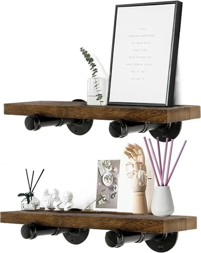 Miniatura 5 de Soportes industriales de tubo de hierro negro de 3/4 pulgadas, soportes rústicos para colgar en la pared, soportes de tubería personalizados