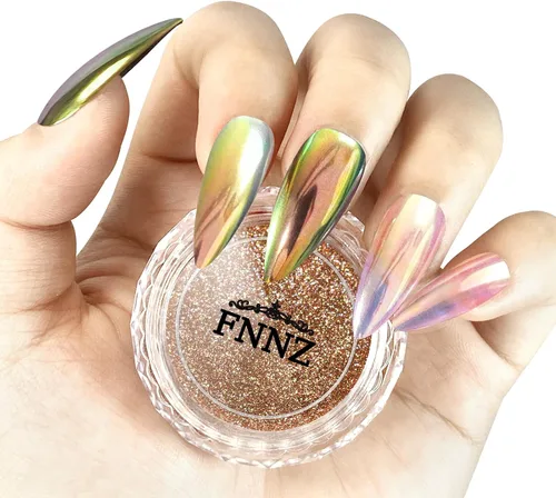 Miniatura 11 de FNNZ Polvo para uñas cromado camaleón, polvo de pigmento para uñas con cambio de color, polvo de purpurina con efecto espejo mágico camaleón, efecto