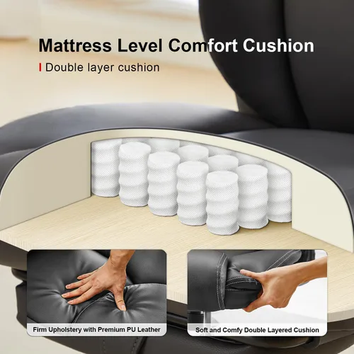 Miniatura 7 de amseatec Silla de oficina, grande y alta, 400 libras con reposapiés, ergonómica con respaldo ajustable, silla de computadora reclinable con doble