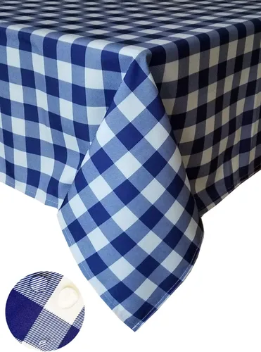 Miniatura 10 de Tektrum Mantel redondo de poliéster 100% impermeable de 60 pulgadas a cuadros -Resistente a derrames/Manchas/Arrugas- para acampar, pícnic, cena