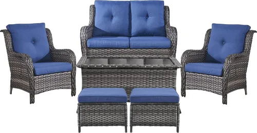 Miniatura 110 de Belord Juego de muebles de exterior, sillas de mimbre para patio, muebles de ratán de 3 piezas con mesa auxiliar, juegos de sillas bistró de patio