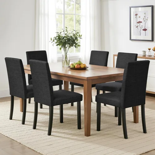 Miniatura 12 de CHUN YI Juego de 2 sillas de comedor tapizadas, sillas de comedor de tela con patas de madera maciza, sillas Parson modernas para cocina