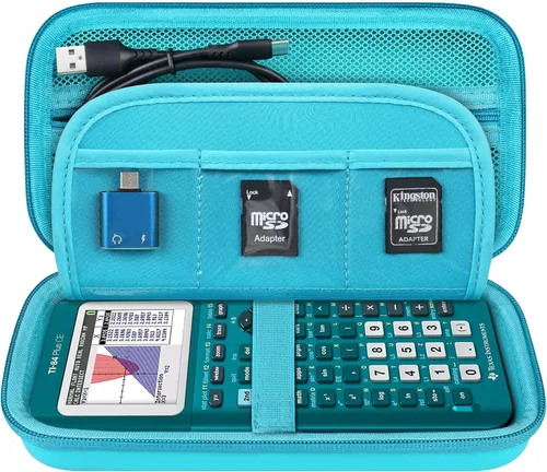 Miniatura 12 de Elonbo Funda de transporte para calculadora gráfica Texas Instruments TI-84 Evo/TI-84 Plus CE Evo, bolsillo de malla adicional para cargador de Azul