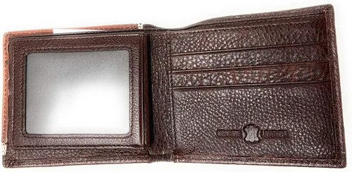 Miniatura 4 de Billetero doble corto de cuero genuino de alta calidad, carteras vaqueras premium