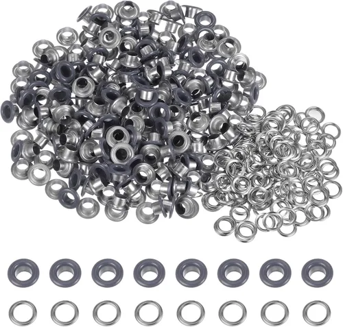 Miniatura 36 de HARFINGTON Juego de 200 ojales redondos de color de 0.394 pulgadas, ojales metálicos con arandelas para álbumes de recortes, zapatos, ropa, lona