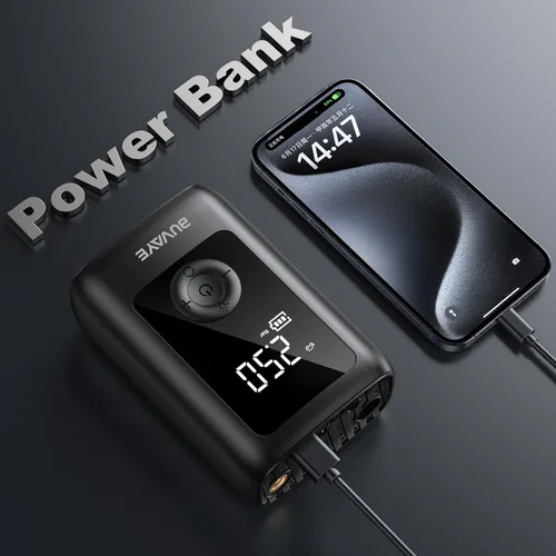 Miniatura 7 de BUVAYE Inflador de neumáticos, compresor de aire portátil, bomba de aire portátil de 150 PSI, bomba de aire inalámbrica de 12 V CC con indicador