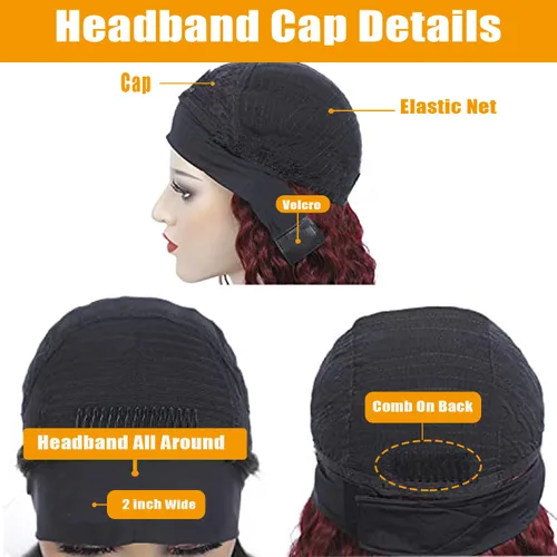 Miniatura 5 de Peluca de cabello humano con diadema de ondas profundas, sin pegamento, pelucas de cabello rizado sin encaje frontal, pelucas de cabello humano