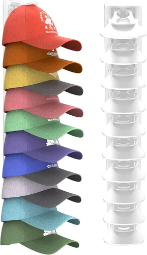 Miniatura 13 de Organizador de Sombreros para Gorras de Béisbol que Sostiene Hasta 40 Sombreros, Paquete de 2 Percheros de Sombreros para Pared, Soporte