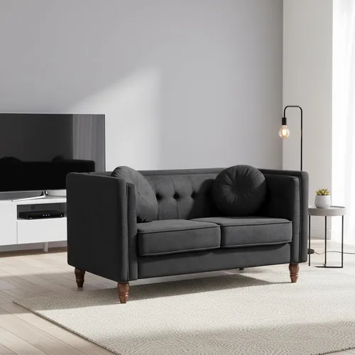 Container Furniture Direct Novara - Sofá de terciopelo moderno de mediados de siglo, sofá biplaza copetudo, cómodo sofá, decoración de habitación