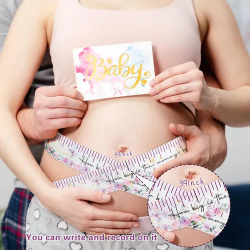 Miniatura 3 de Coume 2 rollos de cinta métrica para baby shower, 2 pulgadas x 150 pies, cinta métrica de vientre para baby shower, regalos y suministros de fiesta