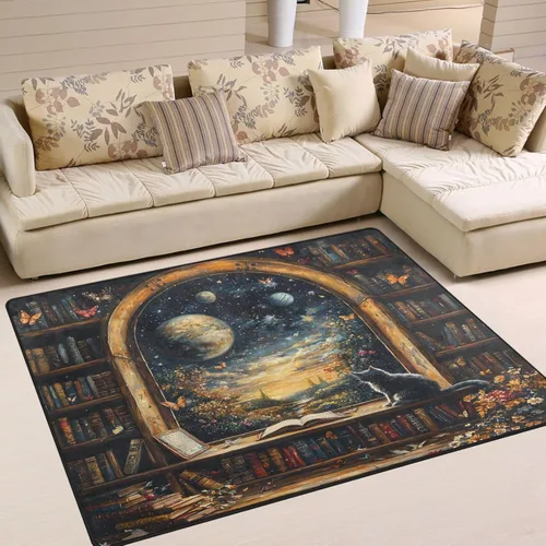 Miniatura 10 de ALAZA Alfombra antideslizante de juego de piscina retro colorida de 4 x 5 pies 3 pulgadas y 3 pulgadas para sala de estar, comedor, dormitorio