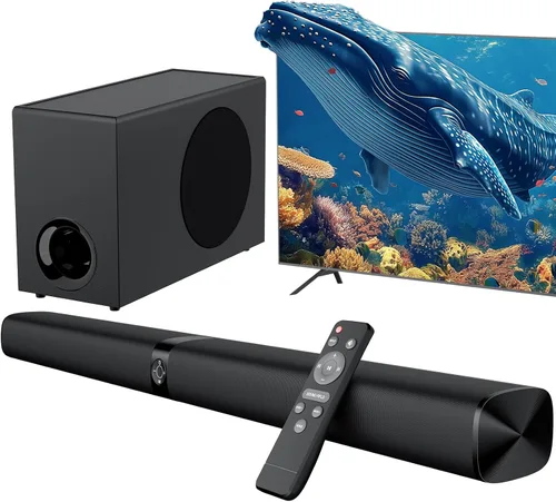 Barra de sonido Assistrust con subwoofer, barra de sonido de 110W para Smart TV, con graves profundos y aumento de volumen y 3 modos de ecualizador,