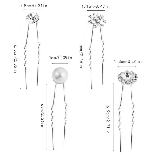 Miniatura 3 de SUMAJU 40 piezas de horquillas para novia, pasadores de pelo con flores para mujeres, pasadores de pelo con perlas y strass, horquillas