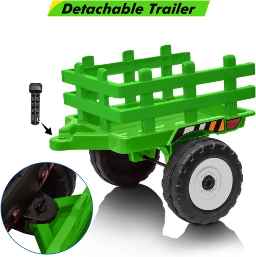 Miniatura 5 de Nasitip - Tractor eléctrico de 12V con batería, con remolque, vehículo de paseo para niños con control remoto/7 faros LED/cambios de marcha Azul