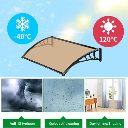 Miniatura 6 de Toldo moderno de policarbonato marrón para puerta delantera, toldo para ventana de patio, toldo para jardín, porche, toldo arqueado, refugio