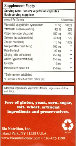 Miniatura 2 de Bio Nutrition Prostate Wellness - Salud de la vejiga - Sin gluten - 60 cápsulas vegetarianas (paquete de 2)