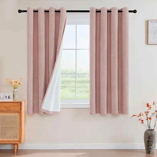 Miniatura 64 de Primitive - Cortinas opacas 100 % de lino texturizado natural para dormitorio, sala de estar, cortinas para ahorra energía, tela de arpillera