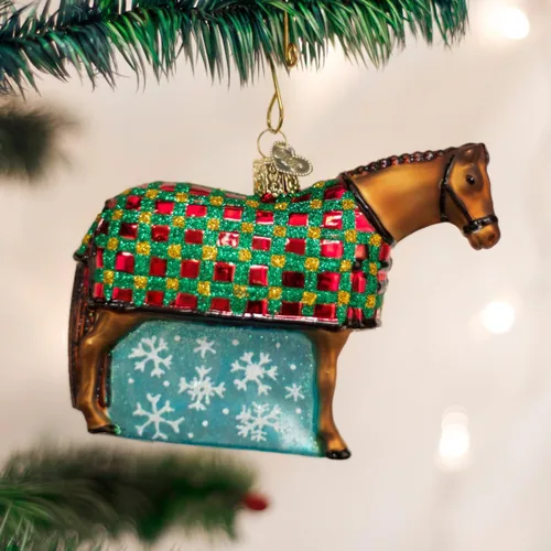 Miniatura 2 de Old World Christmas - Adorno de caballo con copo de nieve de vidrio soplado para árbol de Navidad, decoración festiva hecha a mano, colección