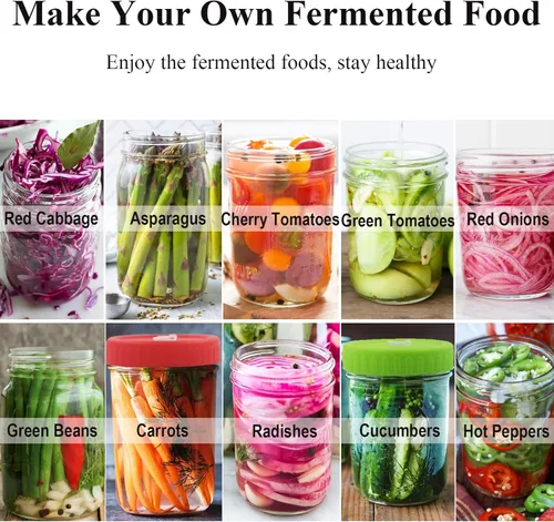 Miniatura 6 de Tapas de fermentación, kit de fermentación para frascos de boca ancha, juego de 6 tapas de fermentación de plástico con 6 esclusas de aire, 6 ojales