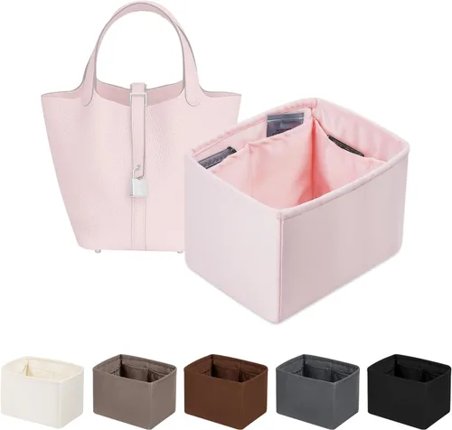 Miniatura 19 de Organizador de bolso para bolsa de lujo, tela de satén ligera y suave con bolsillos, ideal para viajes, compras y uso diario, opciones multicolor