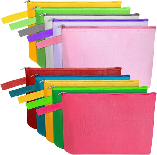 Miniatura 57 de 10 bolsas de maquillaje de lona de algodón con parte inferior y correa, bolsa de cosméticos multiusos con cremallera, bolsa de aseo de viaje, bolsa