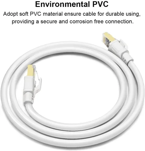 Miniatura 5 de CAT8 Cable de Ethernet, alta velocidad, 40 Gbps, 2000 MHz, SFTP, cable de Internet de red LAN con conector RJ45 chapado en oro para router, módem