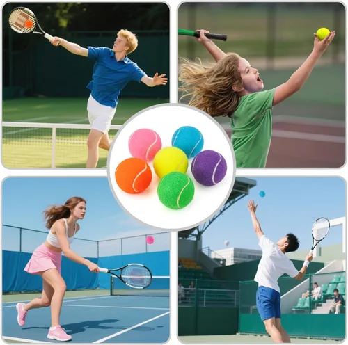 Miniatura 3 de PHOEPET - Juego de 6 pelotas de tenis para entrenamiento principiante, pelotas a granel para perros para juegos de buscar y morder (colores surtidos)