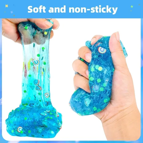 Miniatura 3 de Kit de slime transparente, paquete de 5 unidades de limo de cristal crujiente con purpurina, regalos de fiesta, juguete para aliviar el estrés