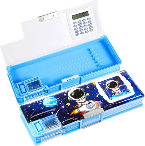 Miniatura 16 de Henoyso Caja de lápices multifuncional para niñas, estuche de alpaca con calculadora y sacapuntas, estuche lindo y genial, suministros escolares