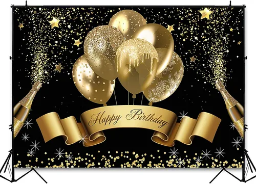 Miniatura 3 de Avezano Telón de fondo de cumpleaños con globo dorado con purpurina para niñas y mujeres, pancarta de fiesta de feliz cumpleaños, fotografía